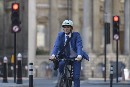 A cyclist in the City of London