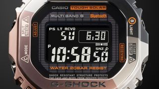 Close-up of Casio G-Shock GMW-B5000TVB watch face