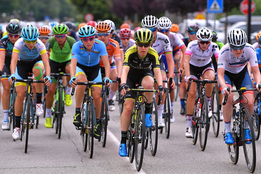 Jessica Allen of Australia and Team Mitchelton-Scott leads the field during stage 5 at the Giro Rosa