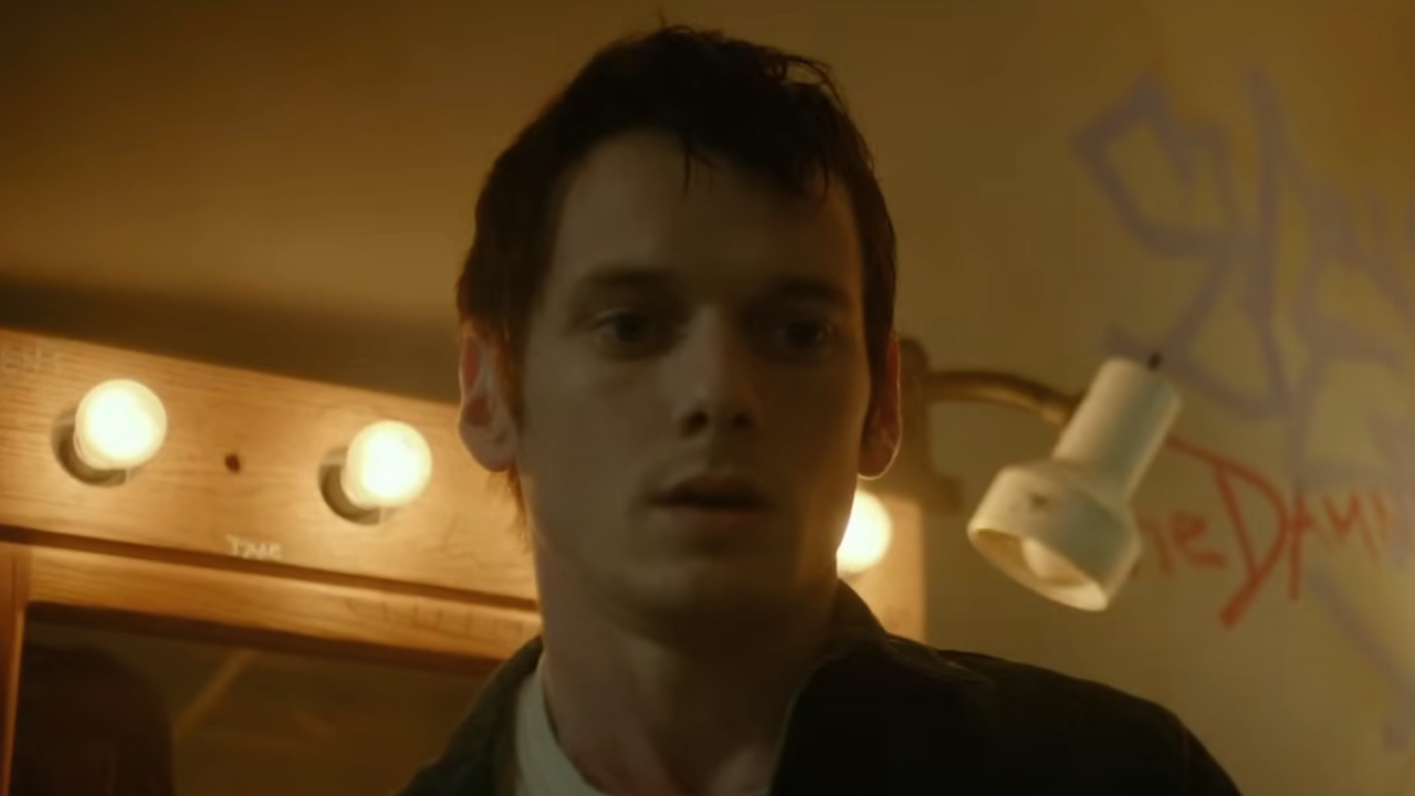 Anton Yelchin looking scared in Green Room