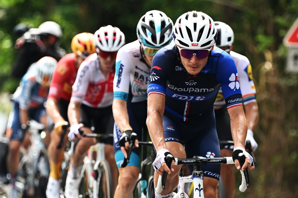 RIMINI ITALY JUNE 29 Valentin Madouas of France and Team Groupama FDJ competes in the breakaway during the 111th Tour de France 2024 Stage 1 a 206km stage from Firenze to Rimini UCIWT on June 29 2024 in Rimini Italy Photo by Tim de WaeleGetty Images