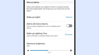 Amazon Alexa app set wake-up lights