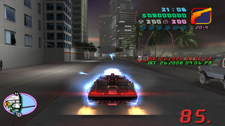 Delorean going to 88 miles an hour in Vice City