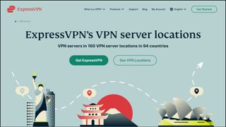 A screenshot of ExpressVPN's Server Locations landing page
