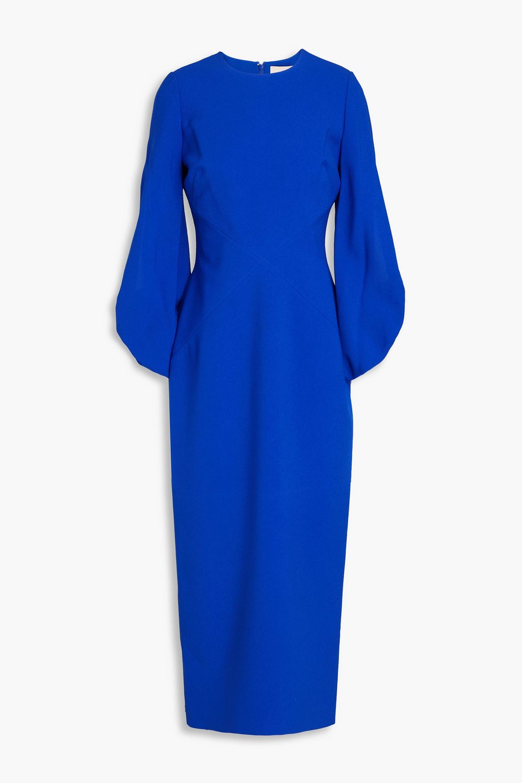 Ruched Crepe Midi Dress