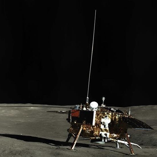 China&#039;s Chang’e 4 lander on the lunar far side, as observed by the mission&#039;s Yutu 2 rover.