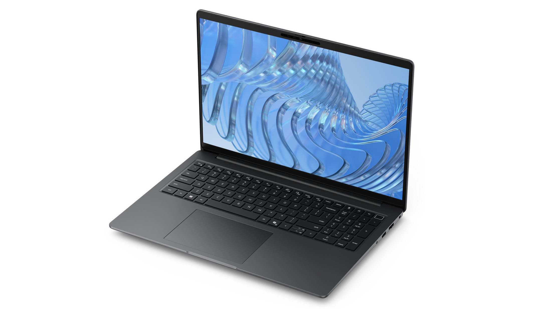 Dell Pro 5 laptop angle view of open laptop showing screen