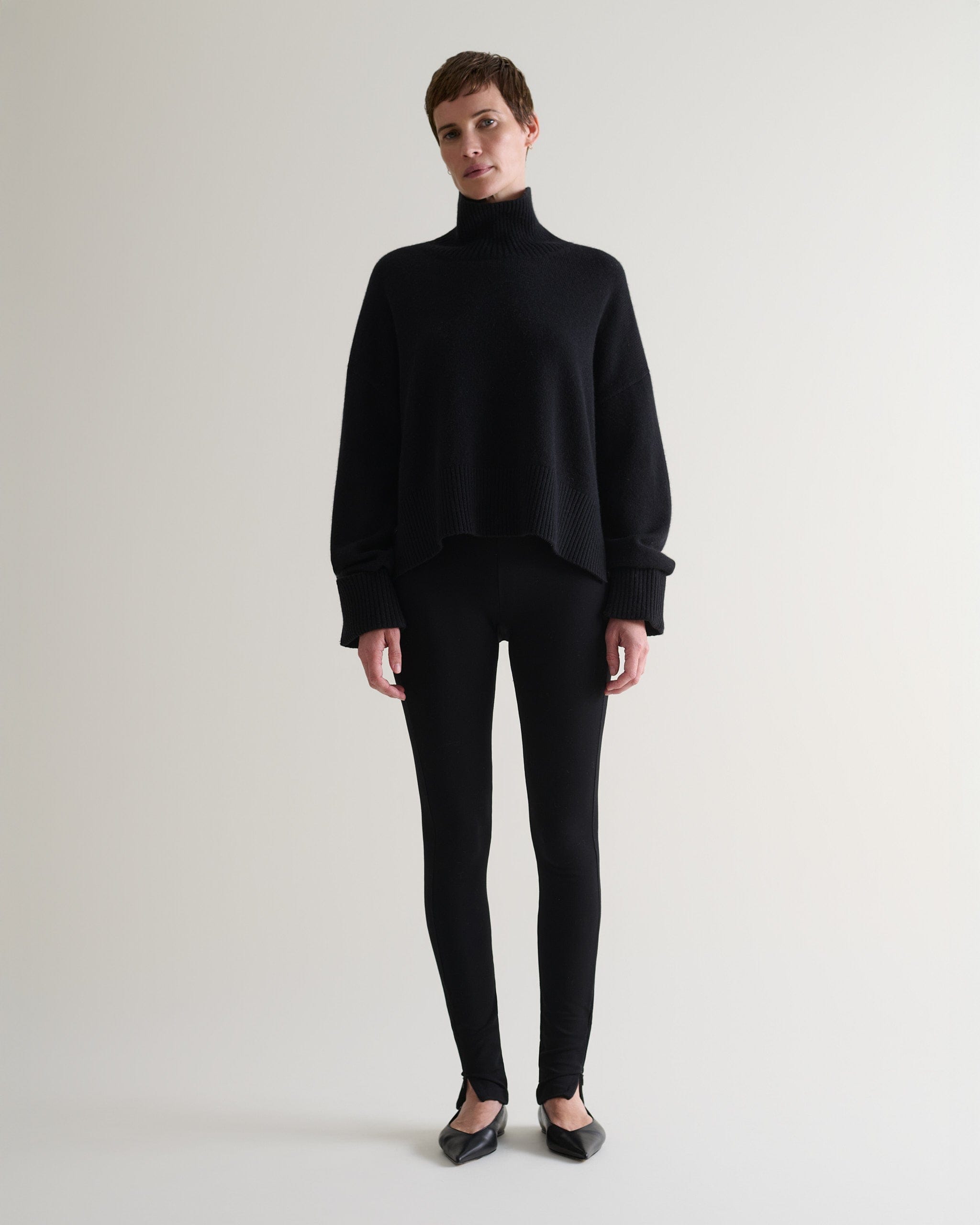 Women's Cashmere Merino High Neck Jumper - Black - Xs / Black