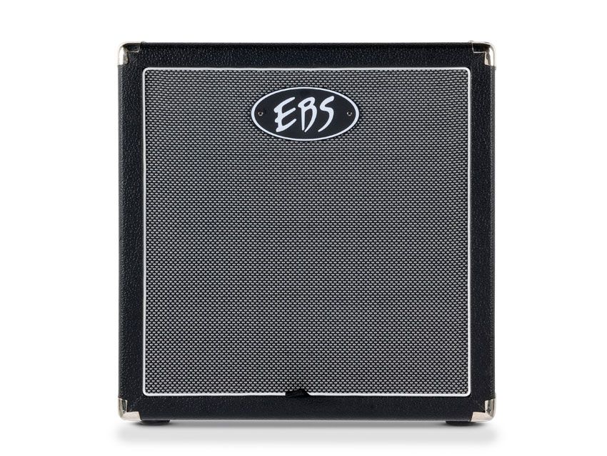 It's a smart-looking combo in black livery, with chromed metal corners and white piping around the classic EBS grille cloth.