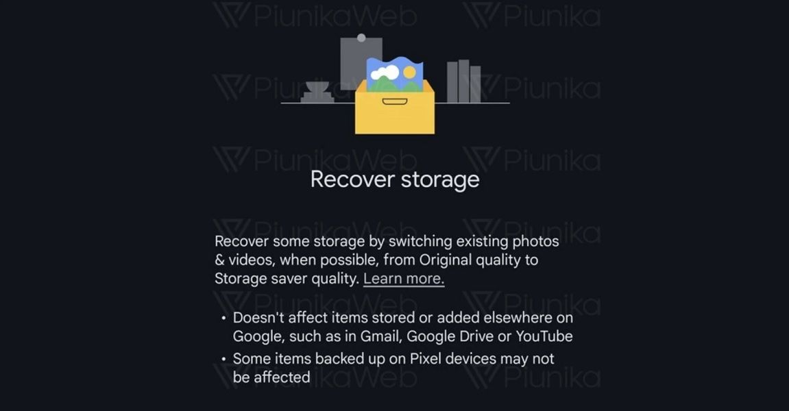 Google explains what its "recover storage" feature will effect if users decide to use it.