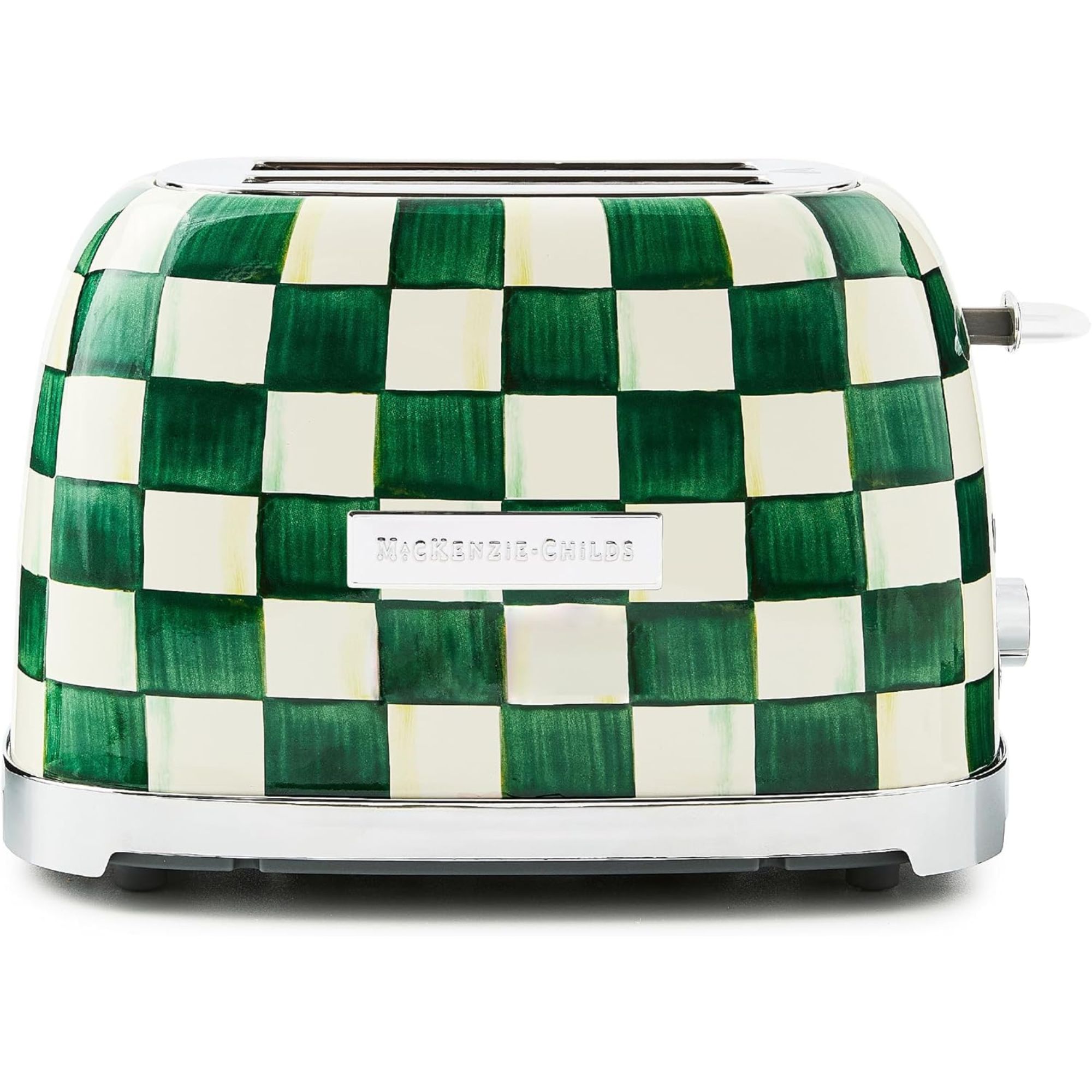 Green and white check toaster
