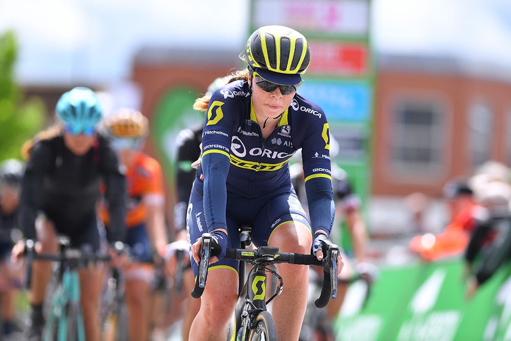 Jenelle Crooks finishes stage 2 at the Women's Tour