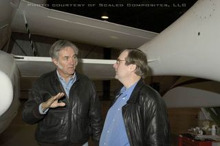 Aerospace designer Burt Rutan (left) and Microsoft co-founder Paul Allen (right).