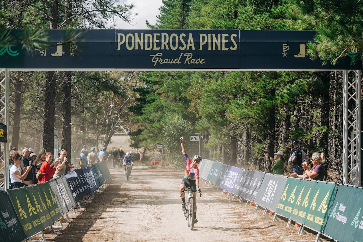 Tiffany Cromwell (Canyon-SRAM zondacrypto) claims the 2025 title at the AusCycling Gravel National Championships in South Australia at Ponderosa Pines