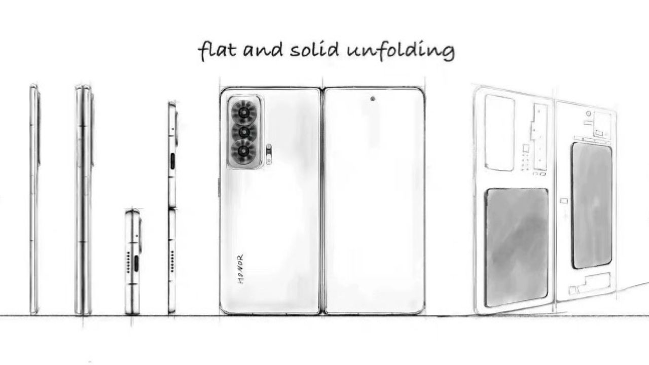 Leaked drawing of folding Honor phone