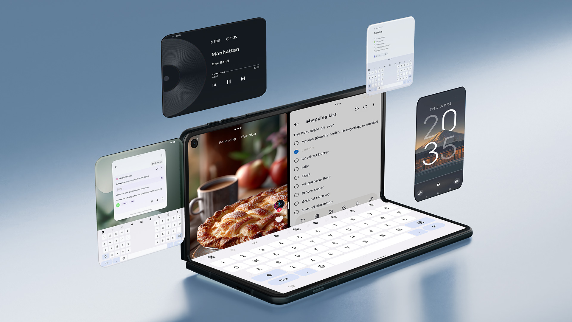Render demonstrating Motorola Razr Fold's multitasking ability