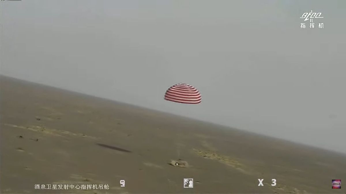 China's Shenzhou 13 space capsule carrying a crew of three lands safely in