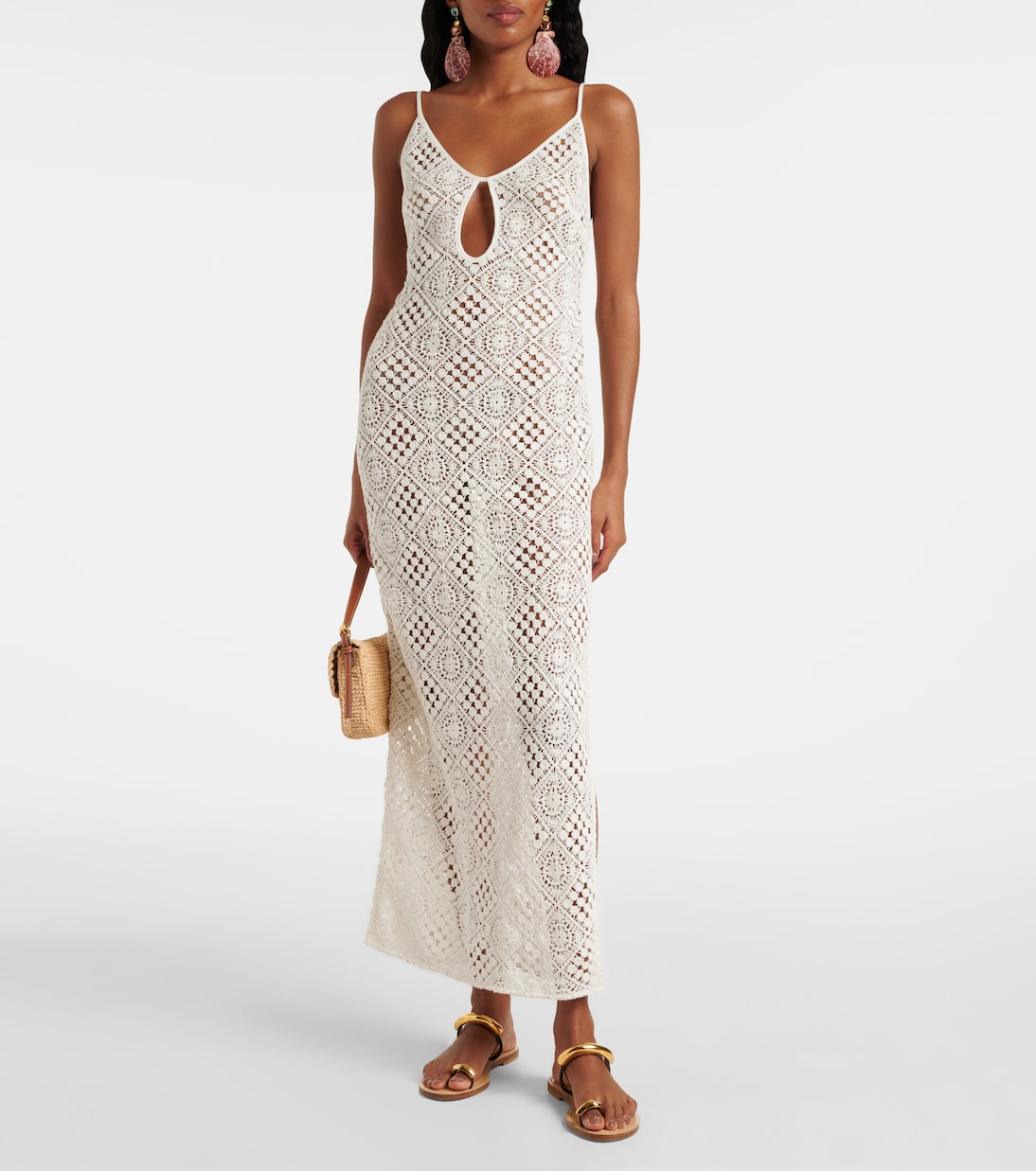 Rayure Crochet Cotton Maxi Dress