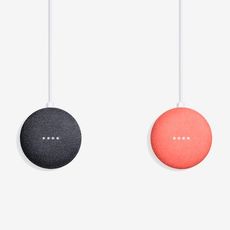 google home minis in charcoal and coral