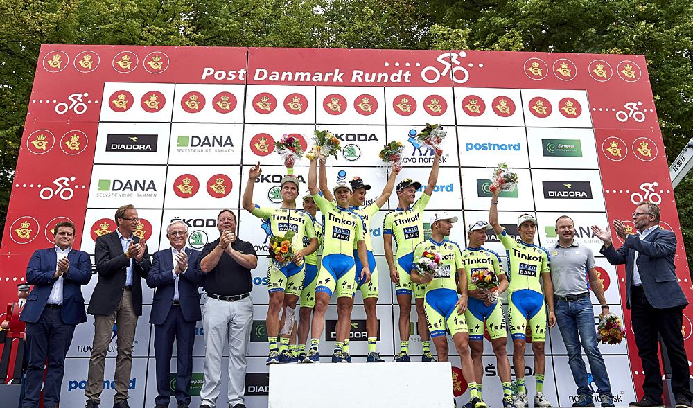 Tinkoff-Saxo on the podium at the Tour of Denmark