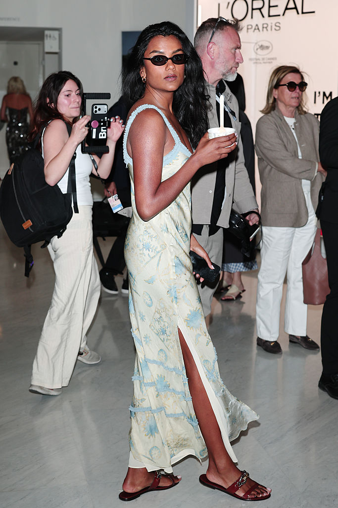 Simone Ashley is seen at the Hotel Martinez during the 79th annual Cannes Film Festival on May 14, 2026 in Cannes, France. (