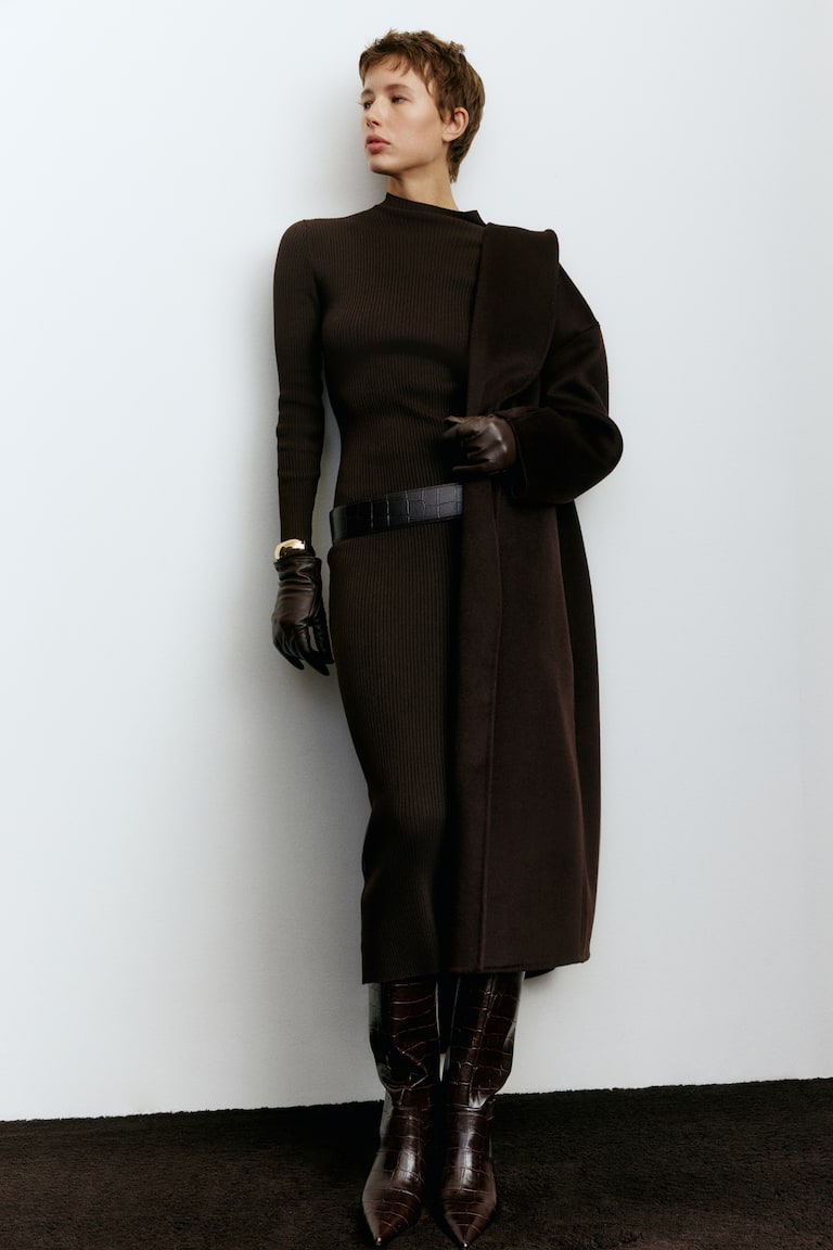 Rib-Knit Turtleneck Dress