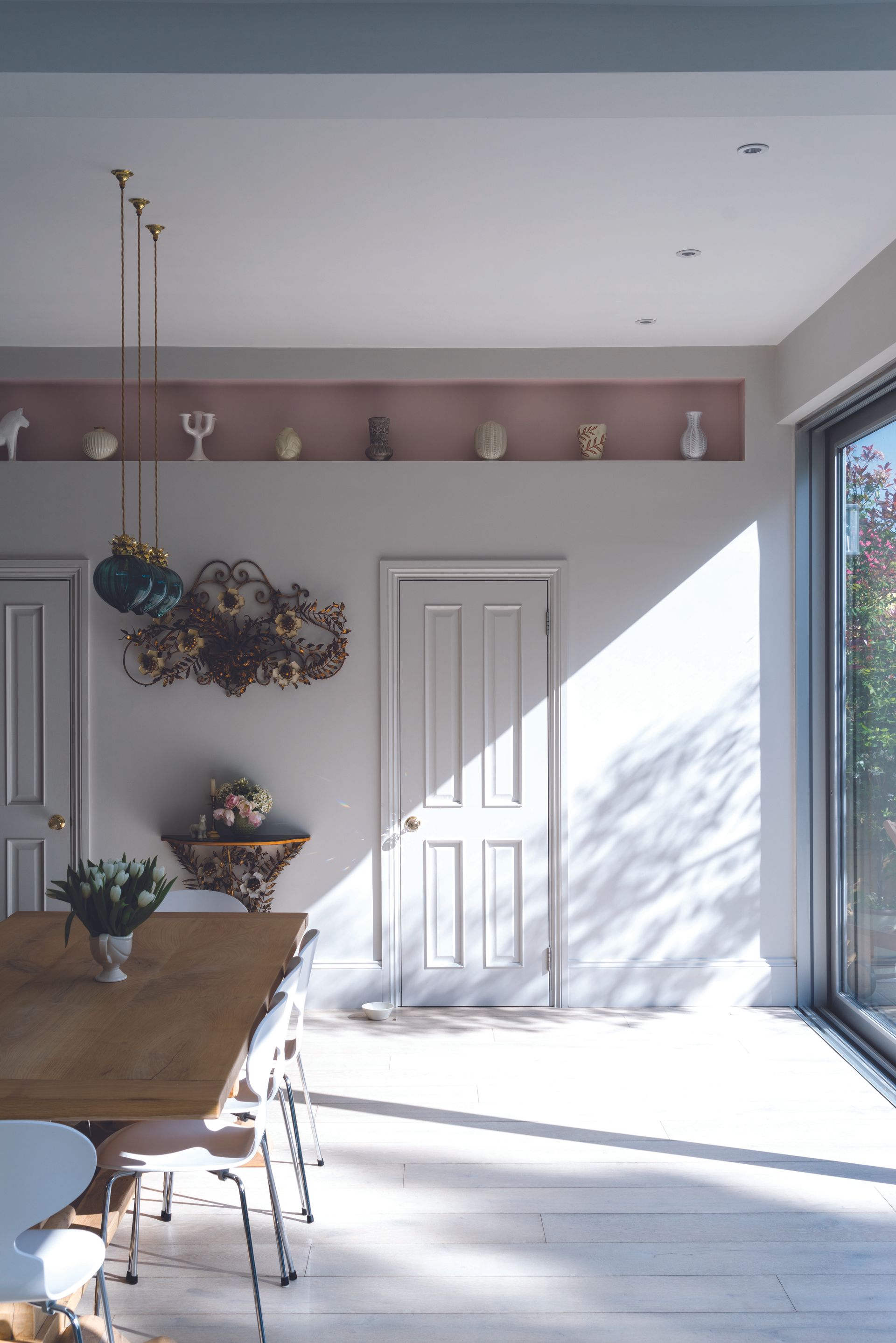 dark white dining room