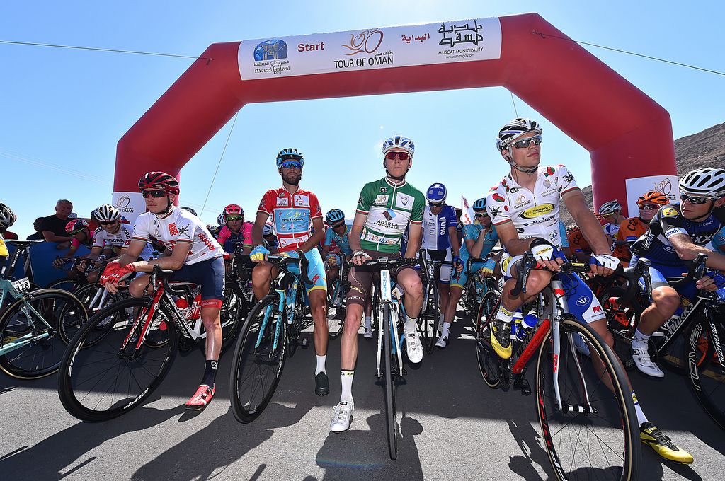 Drapac's Brendan Canty keeping fine company on the start line at the Tour of Oman