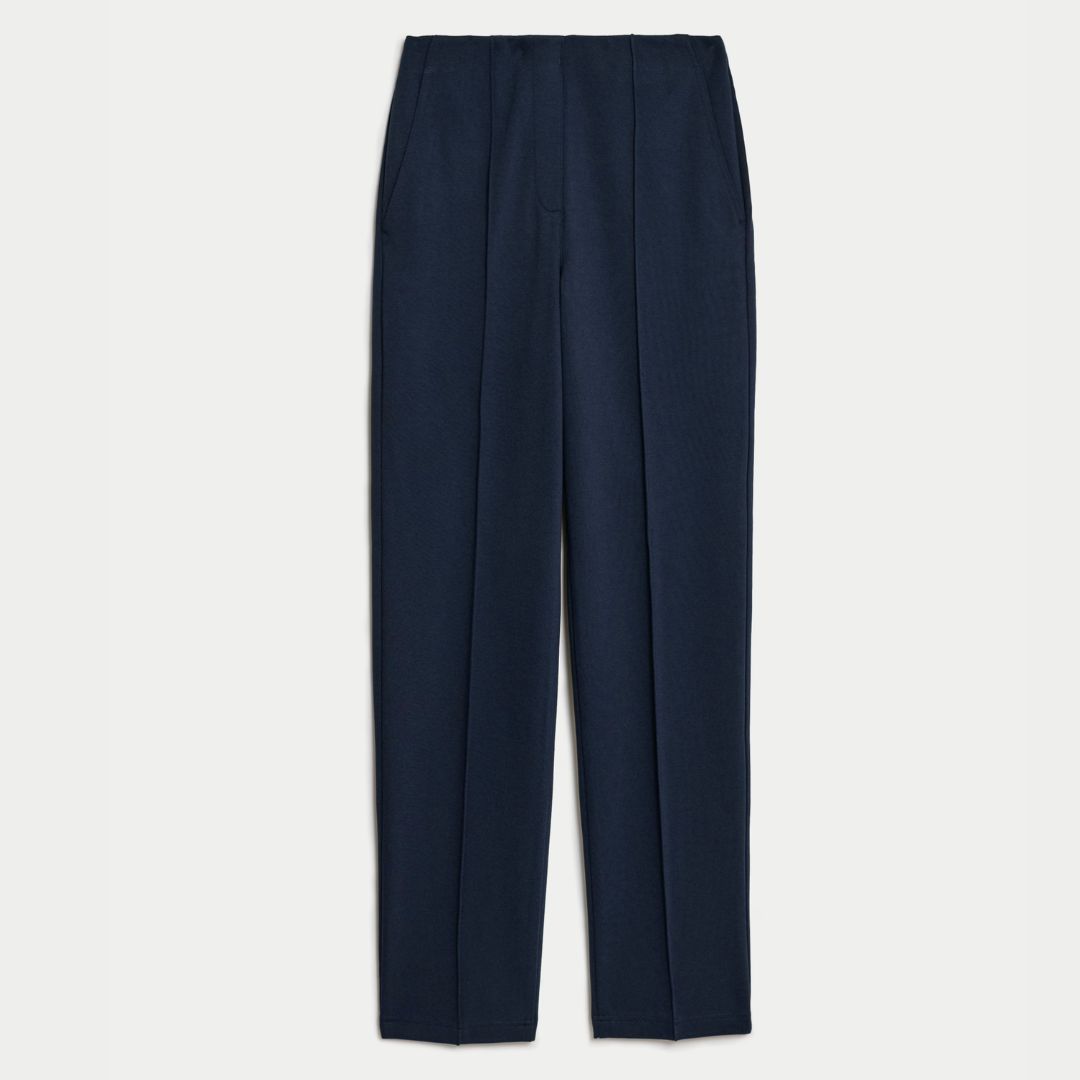 M&amp;amp;S Jersey Twill Straight Leg Trousers