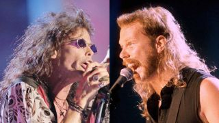 Steven Tyler and James Hetfield onstage at Woodstock 1994