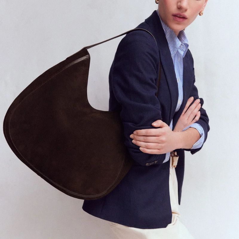 slouchy hobo suede bag