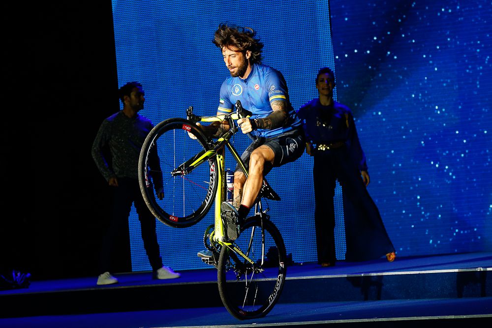 Vittorio Brumotti performs during the Dubai opening ceremony.