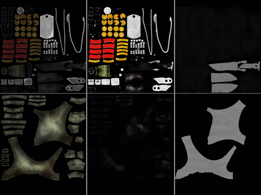 After exporting all the colour maps from ZBrush, it's time to make the diffuse maps in Photoshop
