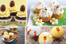 A selection of the best Easter cupcake recipes and ideas including chick, sheep and carrot cupcakes