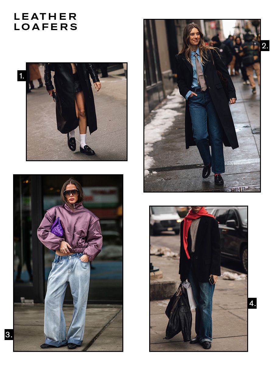 NYFW Street Style 2026 Shoe Trends: Leather Loafers