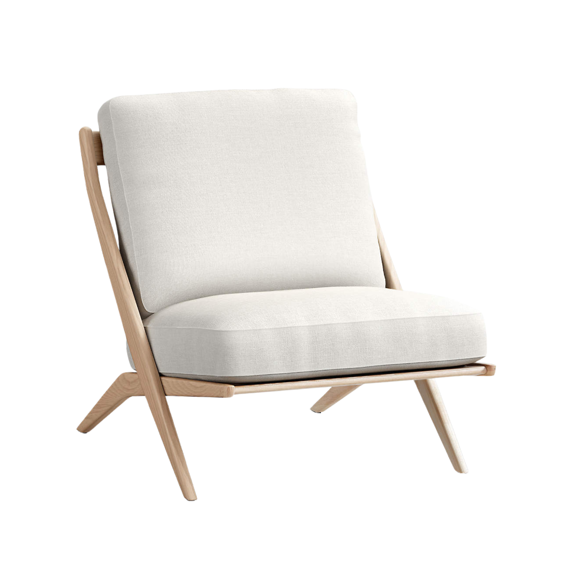 a white chair with a wood frame