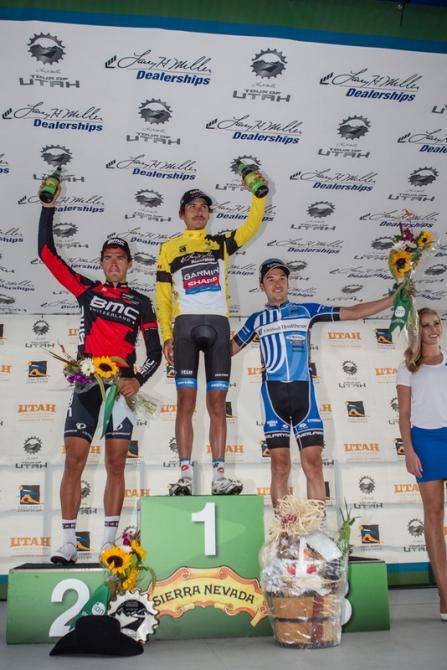 Today's top three for the stage (L-R): Greg Van Avermaet, Lachlan Morton and Lucas Euser