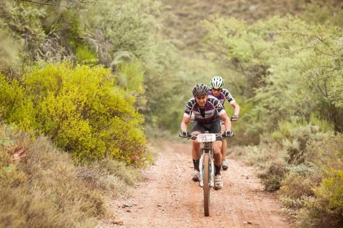 Heinz Zoerweg (Rear) Andrew Mclean (Front) during stage 1 of the 2014 Absa Cape Epic