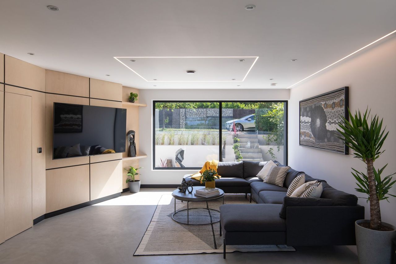The living room space in the self build home
