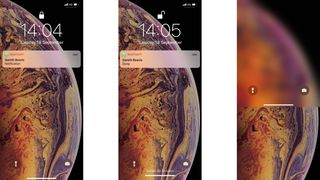 A trio of iPhone XS Max lock screen screenshots