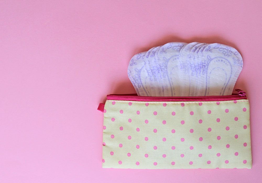 sanitary pads in a period product purse