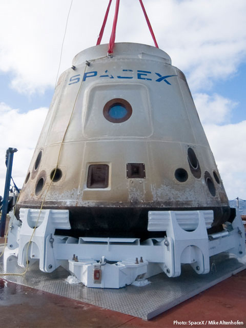 Dragon Spacecraft After First Successful Orbital Flight.