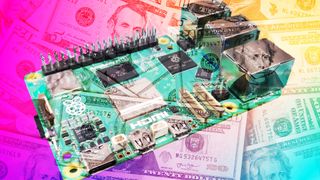 A Raspberry Pi 5 with American money
