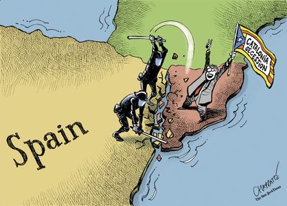 Political cartoon World Catalonia independence vote police