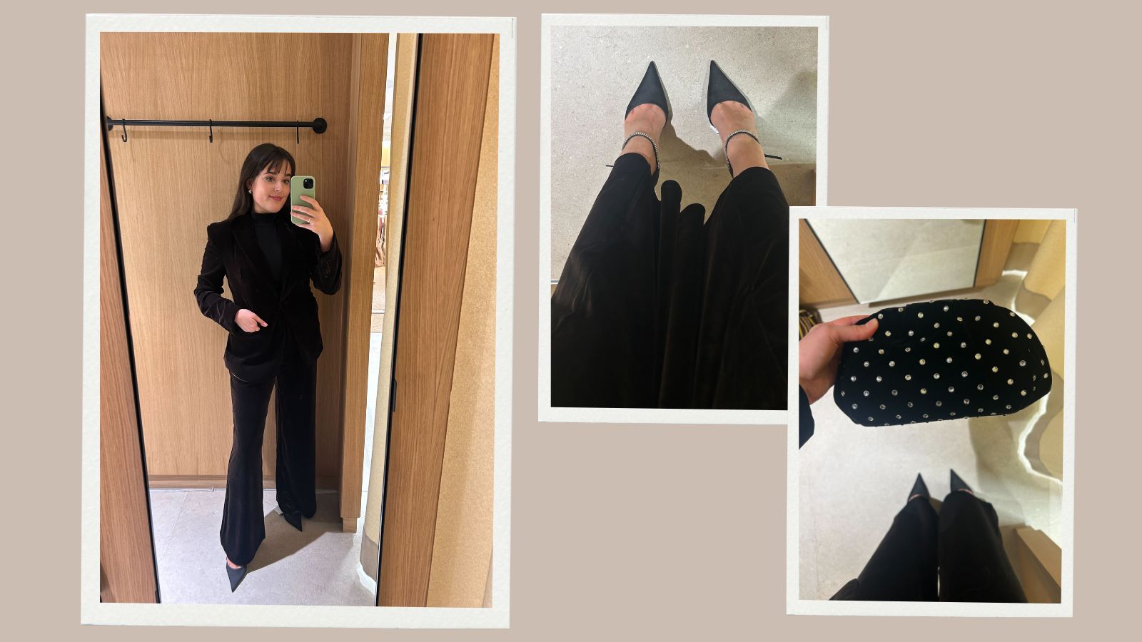 Molly in velvet mango suit