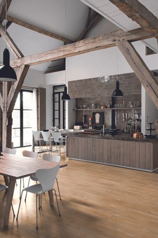 vinyl flooring in a oak framed kitchen space