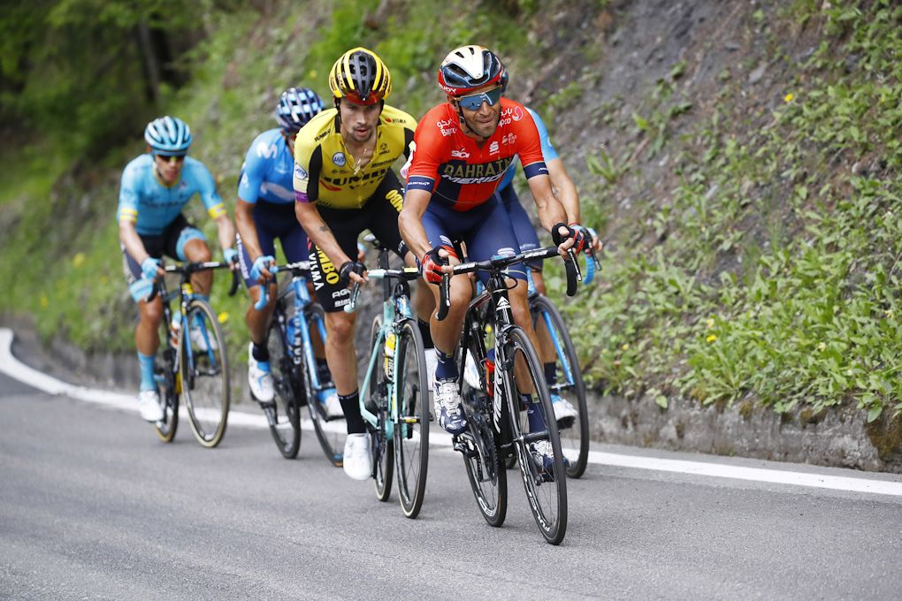 Vincenzo Nibali leads the chase during stage 14 at the Giro