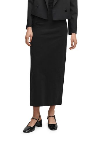 Fitted Back Slit Midi Skirt