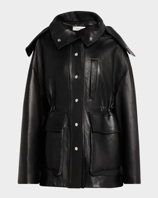 Nolan Hooded Leather Coat