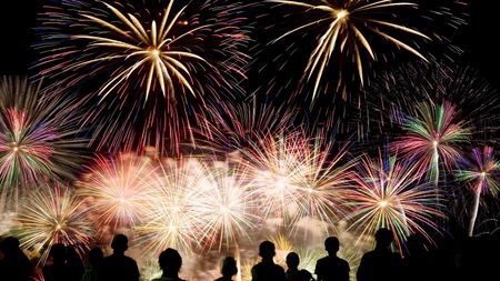 Group of people watching fireworks